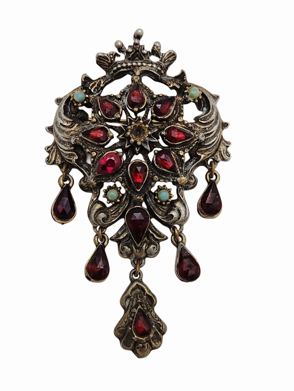 Vintage Victorian Revival Gothic Brooch Pin Pendant Costume Jewelry VTG